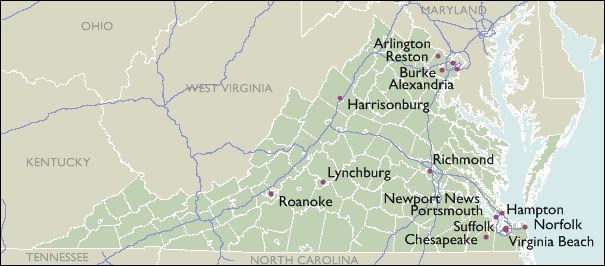 City Wall Maps of Virginia