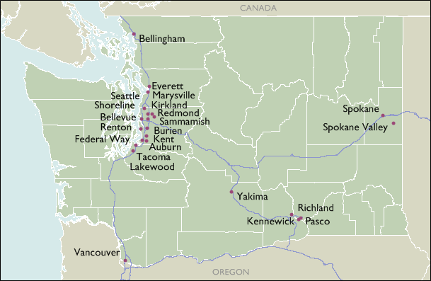 City Wall Maps of Washington