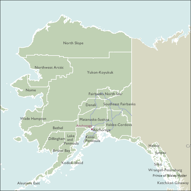 County Wall Maps of Alaska