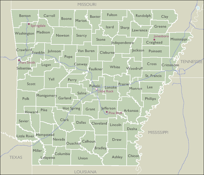 County Wall Maps of Arkansas