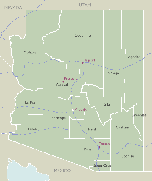 Arizona County Zip Code Wall Maps