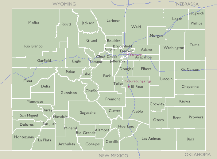 Colorado County Zip Code Wall Maps