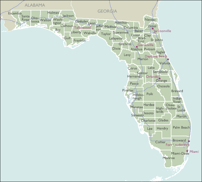 County Wall Maps of Florida