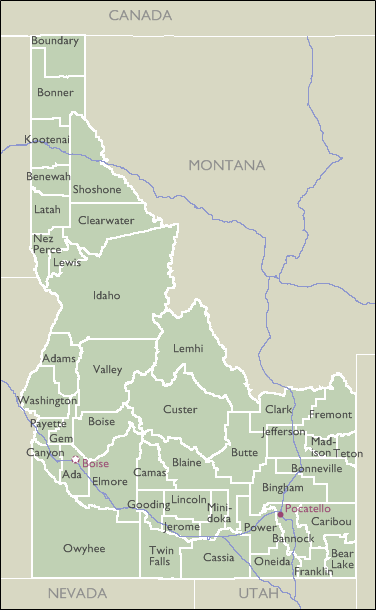 Idaho County Zip Code Wall Maps