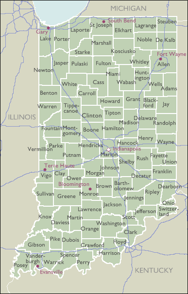 County Wall Maps of Indiana