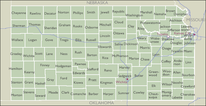 County Wall Maps of Kansas