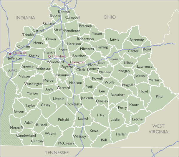 County Wall Maps of Kentucky