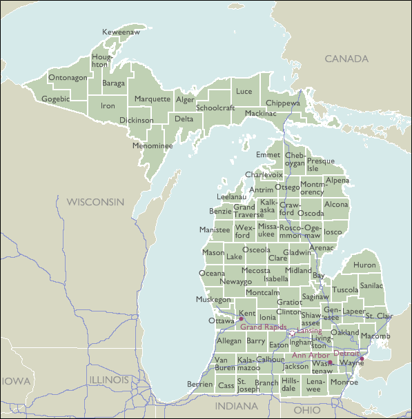 County Wall Maps of Michigan