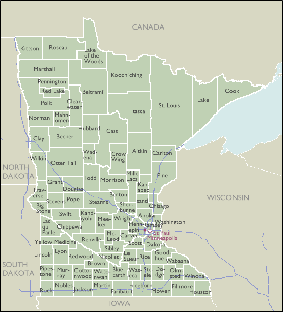 Minnesota County Zip Code Wall Maps