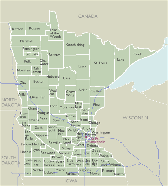 zip code map mn County Wall Maps Of Minnesota