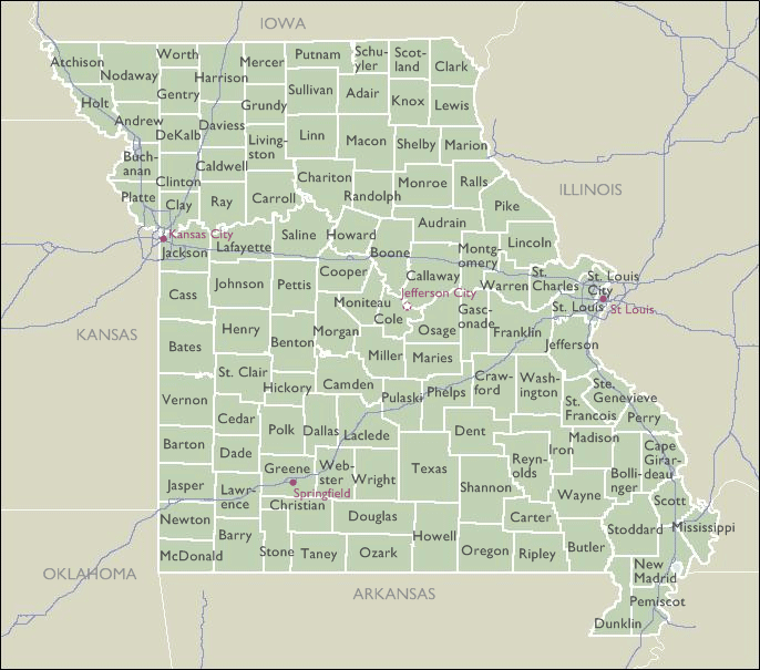 Missouri County Zip Code Wall Maps