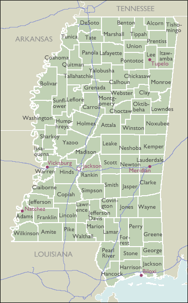 Mississippi County Zip Code Wall Maps