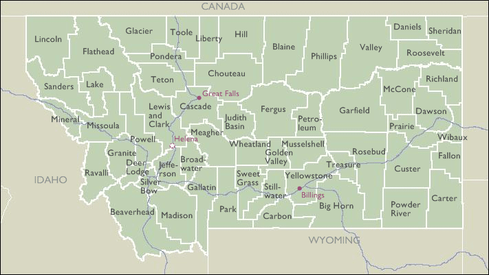 Montana County Zip Code Wall Maps