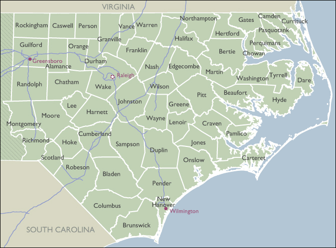 County Wall Maps of North Carolina