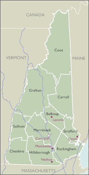 County Wall Maps of New Hampshire