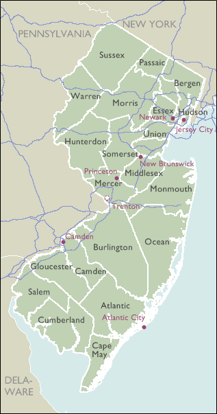 New Jersey County Map New Jersey Counties List