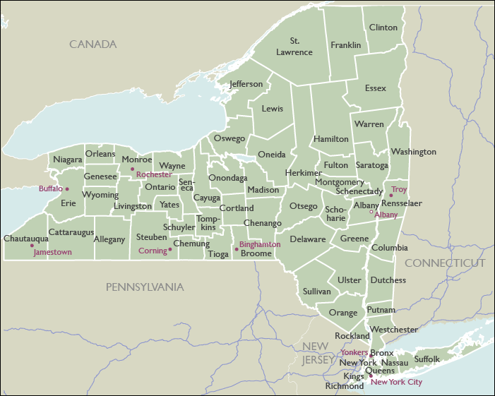County Wall Maps of New York