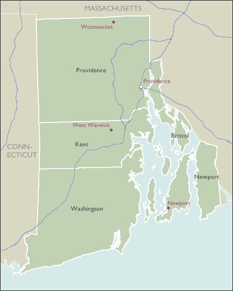 County Wall Maps of Rhode Island