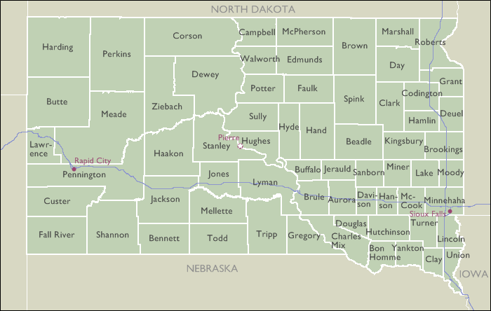 County Wall Maps of South Dakota