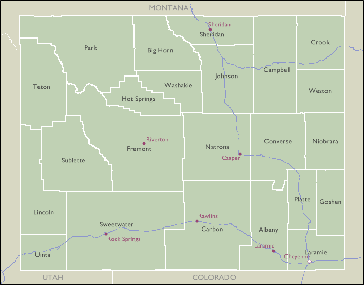 County Wall Maps of Wyoming