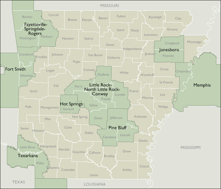 Metro Area Wall Maps of Arkansas