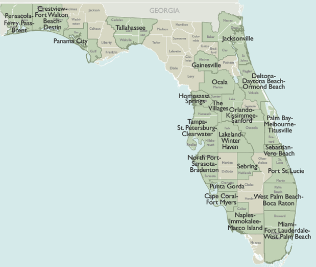 Metro Area Wall Maps of Florida