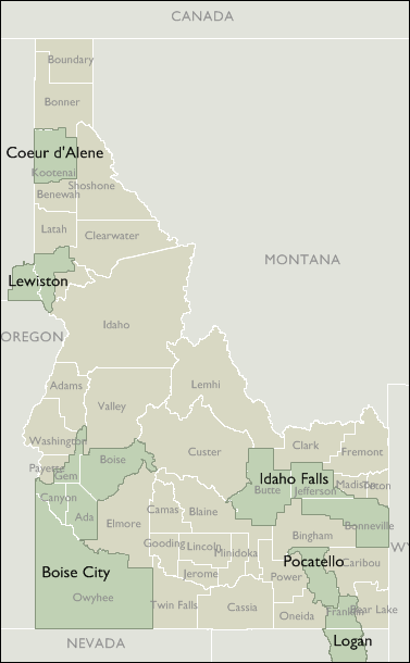 Metro Area Wall Maps of Idaho