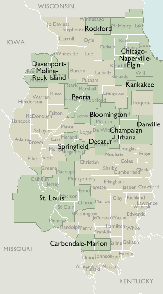Metro Area Wall Maps of Illinois