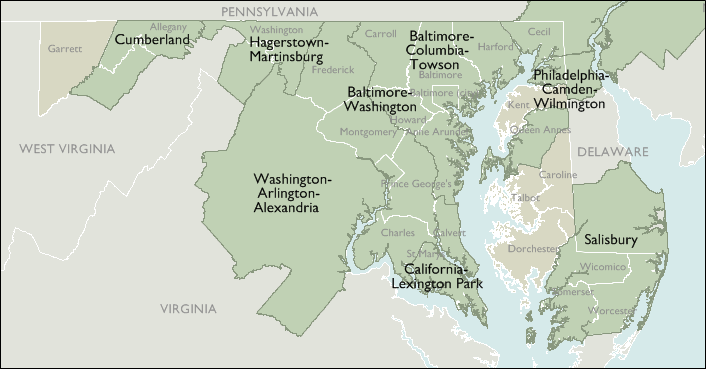 Metro Area Wall Maps of Maryland