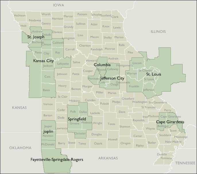 Missouri Metro Area Zip Code Wall Maps