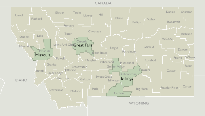 Metro Area Wall Maps of Montana