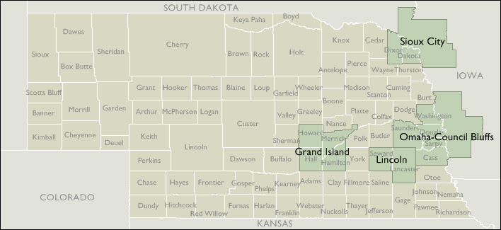 Metro Area Wall Maps of Nebraska