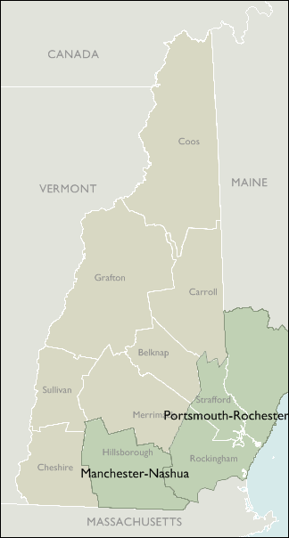 Metro Area Wall Maps of New Hampshire