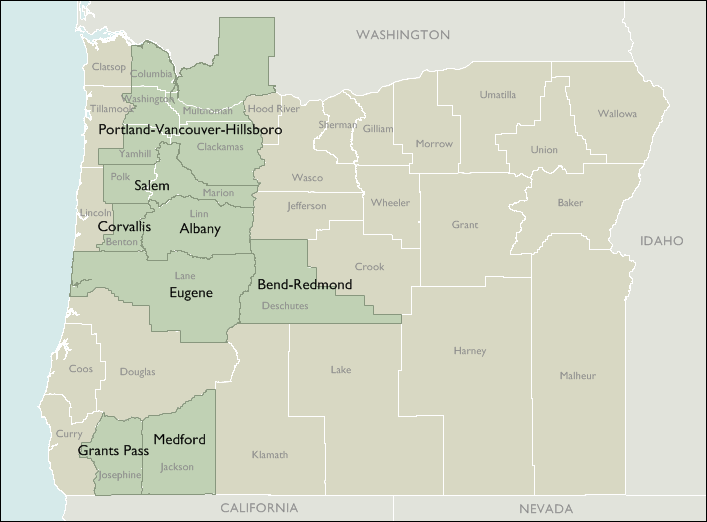 Metro Area Wall Maps of Oregon