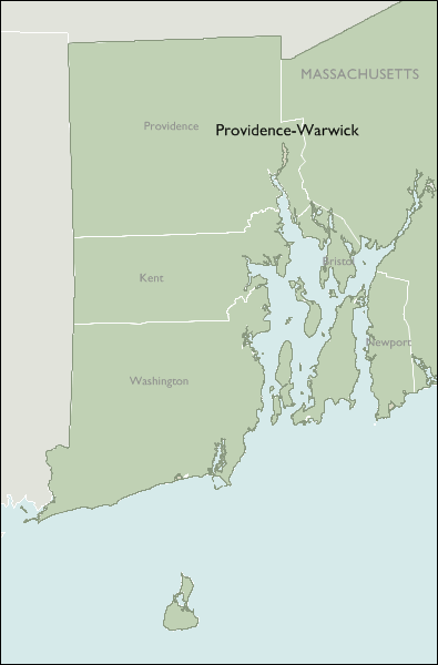 Metro Area Wall Maps of Rhode Island