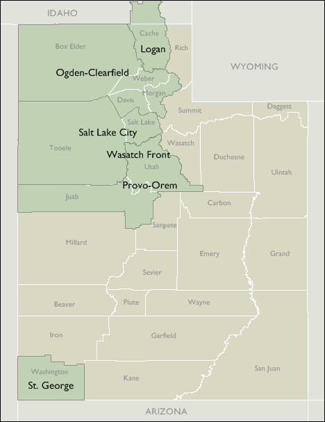 Metro Area Wall Maps of Utah