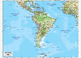 South America Physical Wall Map