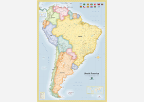 South America Political Wall Map