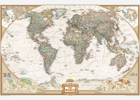 World Political Wall Map (Antique Tones)