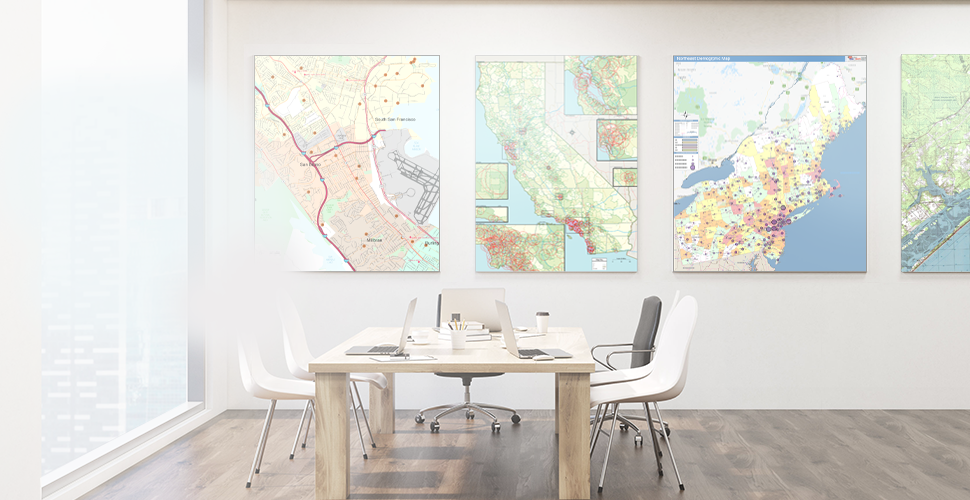 Custom Wall Maps of anywhere in the world.