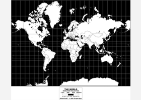 Europe-Centered World Simplified Wall Map - Mercator