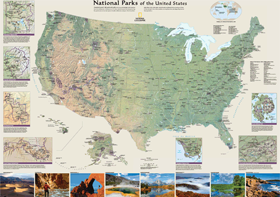 National Parks of The United States Wall Map