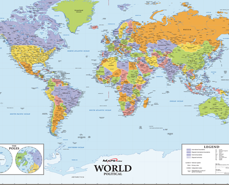 Shop Political wall maps for education.