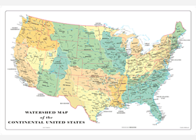 US Watershed Wall Map