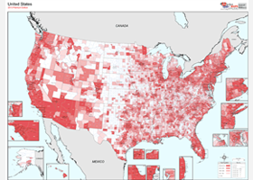 USA Population Demographic Wall Map