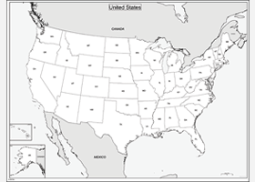 USA State Outline Wall Map