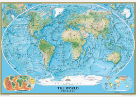 World Physical Ocean Floor Wall Map