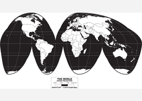 World Physical Wall Map - Goode Projection