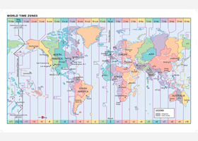 World Time Zone Wall Map
