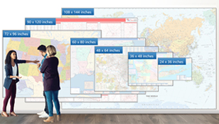 Large wall maps available in sizes 2x3 ft to 9x12 ft.